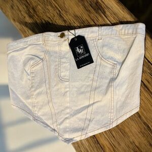 La Armario Cream Corset denim Top nwt sz L